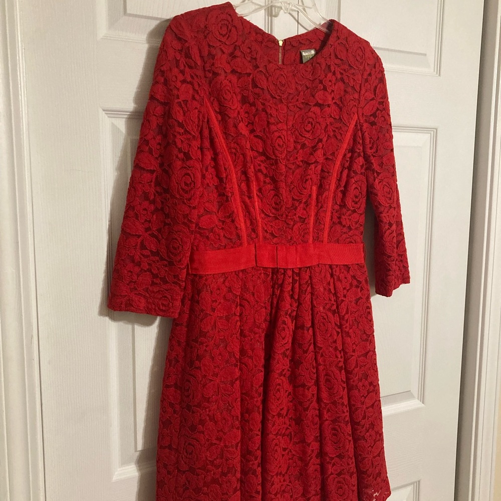 Taylor Red Lace Dress - Size 6